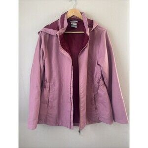 Avalanche Women’s Lightweight Zip-Up Windbreaker Jacket Roll Hood Sz L Rose Pink